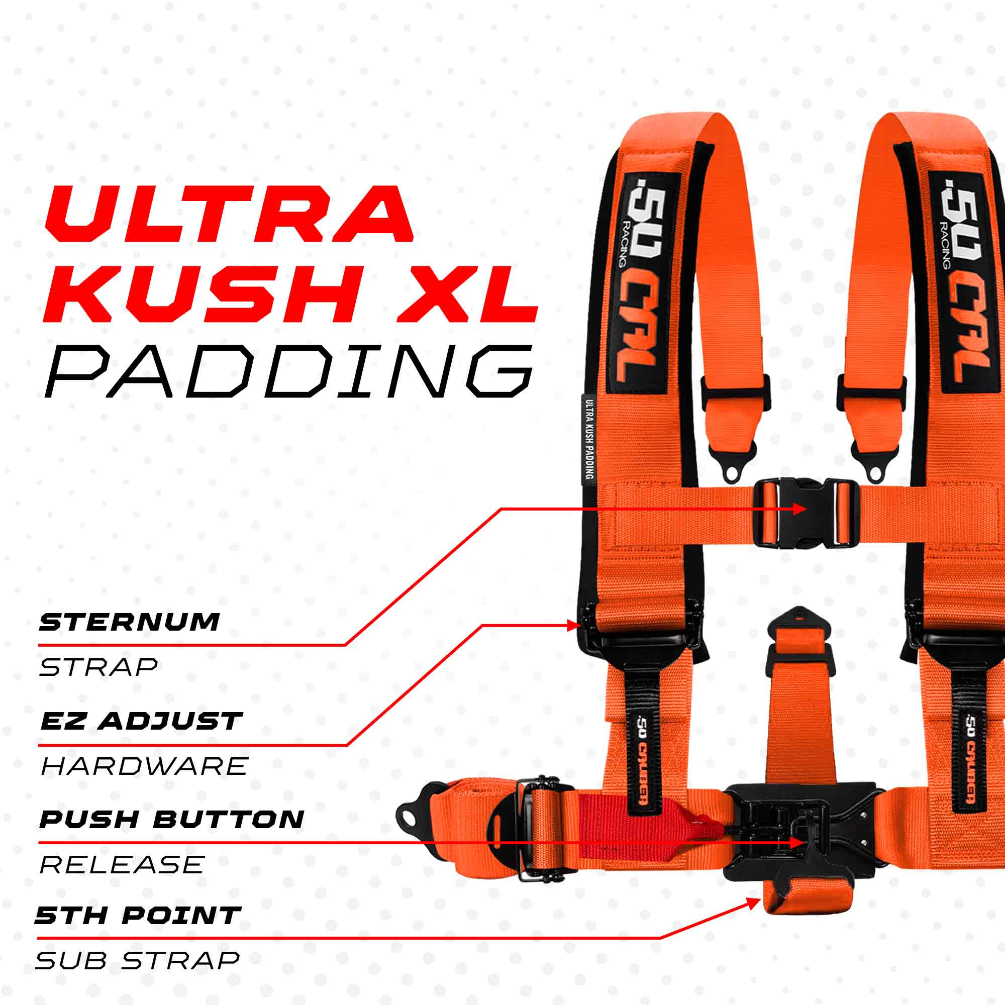 2" & 3" 4pt & 5pt Elite Series Race Latch "EZ" Adjust Harness