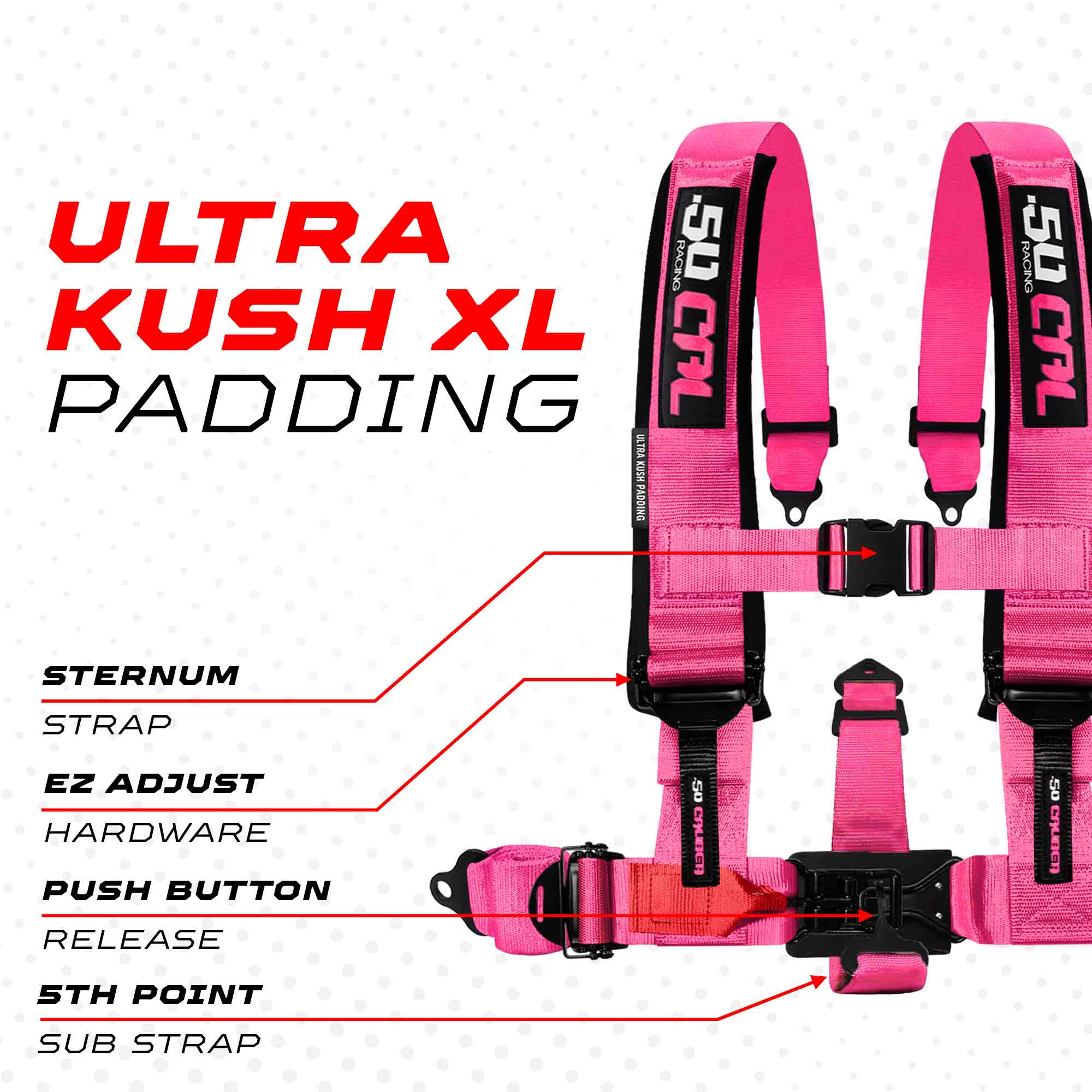 2" & 3" 4pt & 5pt Elite Series Race Latch "EZ" Adjust Harness
