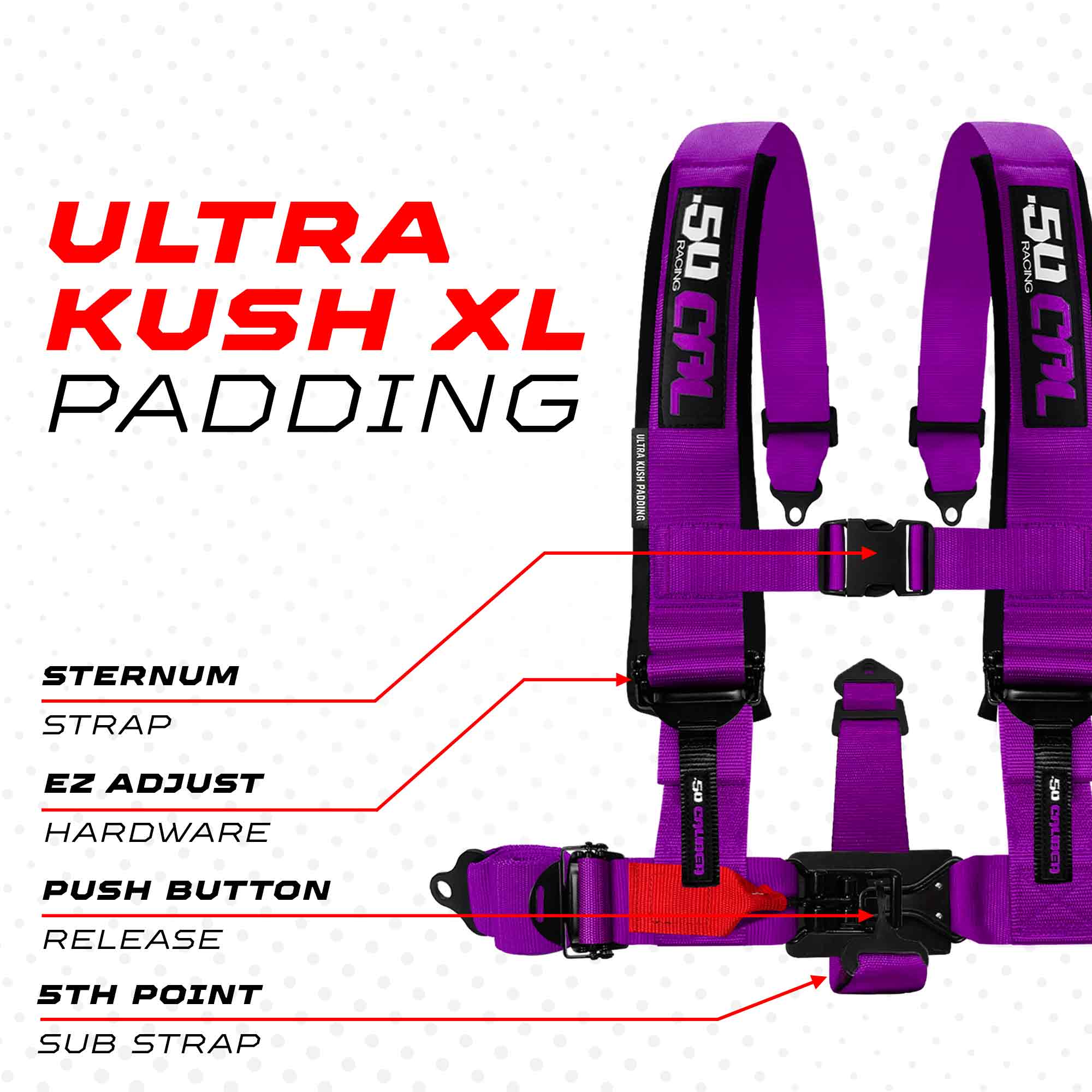 2" & 3" 4pt & 5pt Elite Series Race Latch "EZ" Adjust Harness