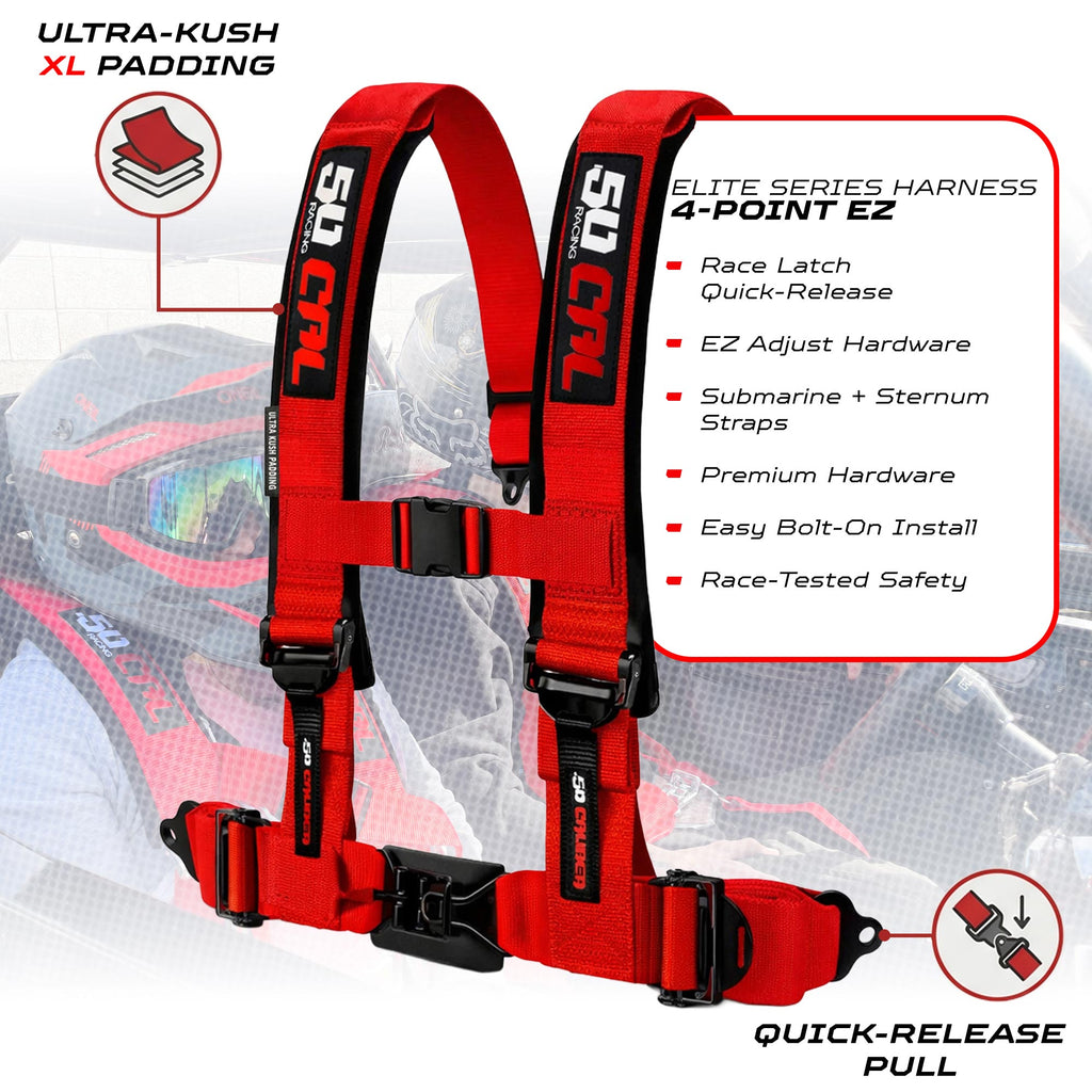 2" & 3" 4pt & 5pt Elite Series Race Latch "EZ" Adjust Harness