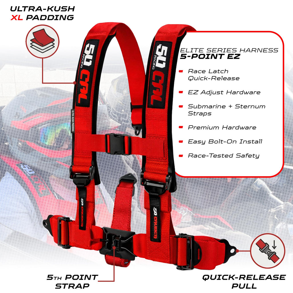 2" & 3" 4pt & 5pt Elite Series Race Latch "EZ" Adjust Harness