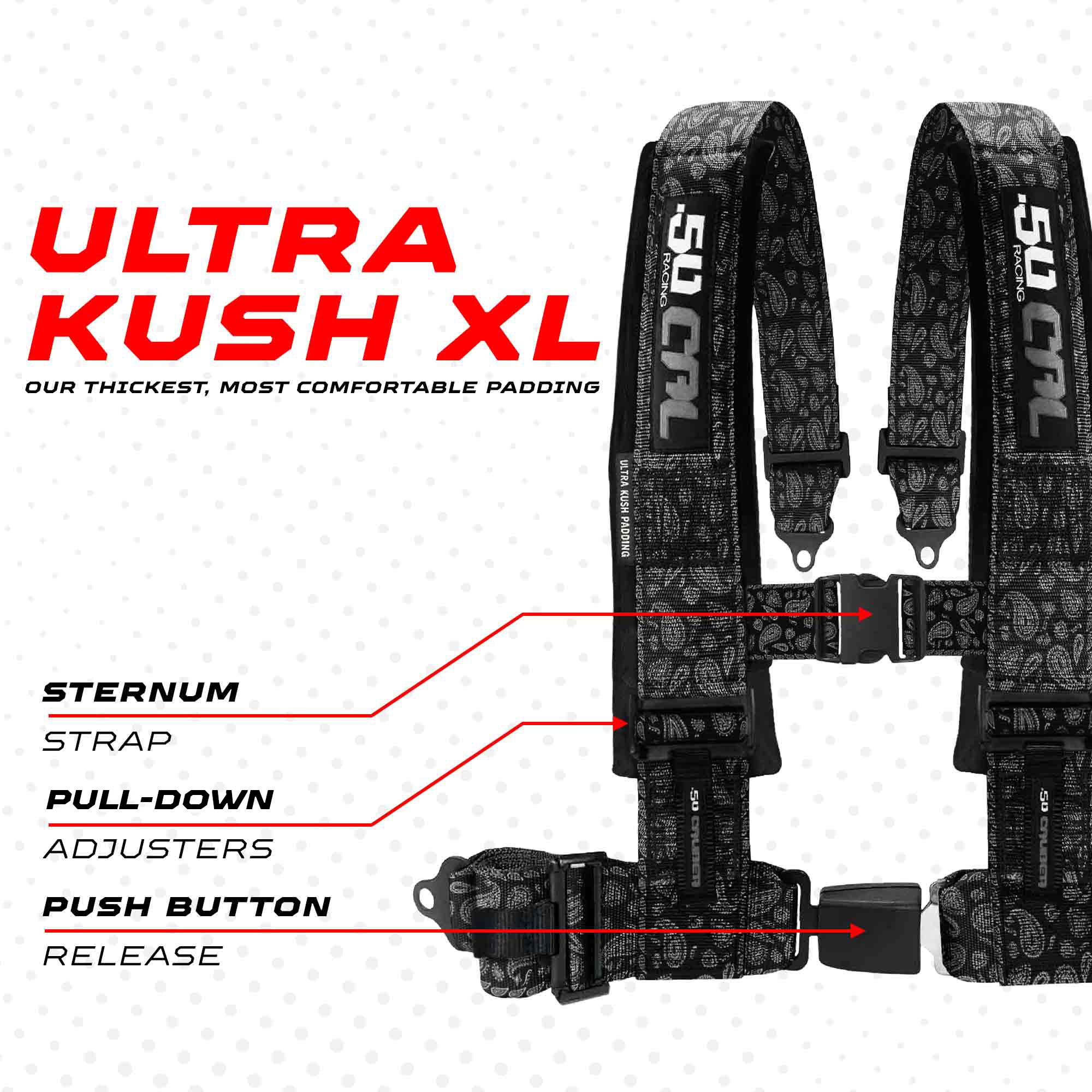 Elite Series 2" & 3" 4 point Harness with push button release