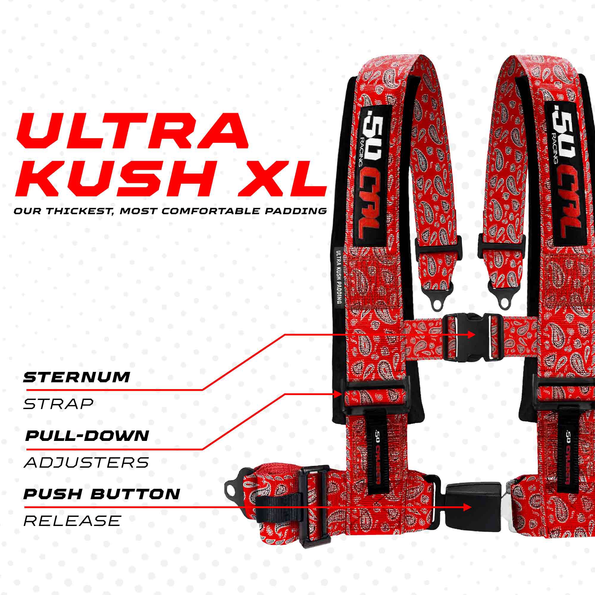Elite Series 2" & 3" 4 point Harness with push button release
