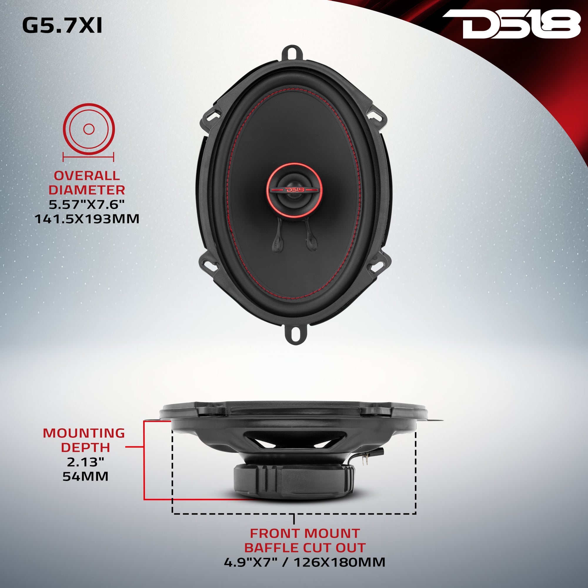 GEN-X 5x7" 2-Way Coaxial Speakers 50 Watts Rms 4-Ohm