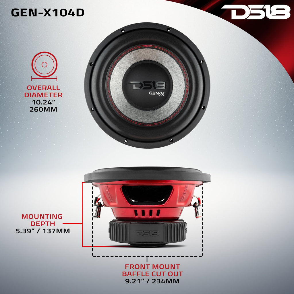 GEN-X 10" Subwoofer 400 Watts Rms DVC  4-Ohm