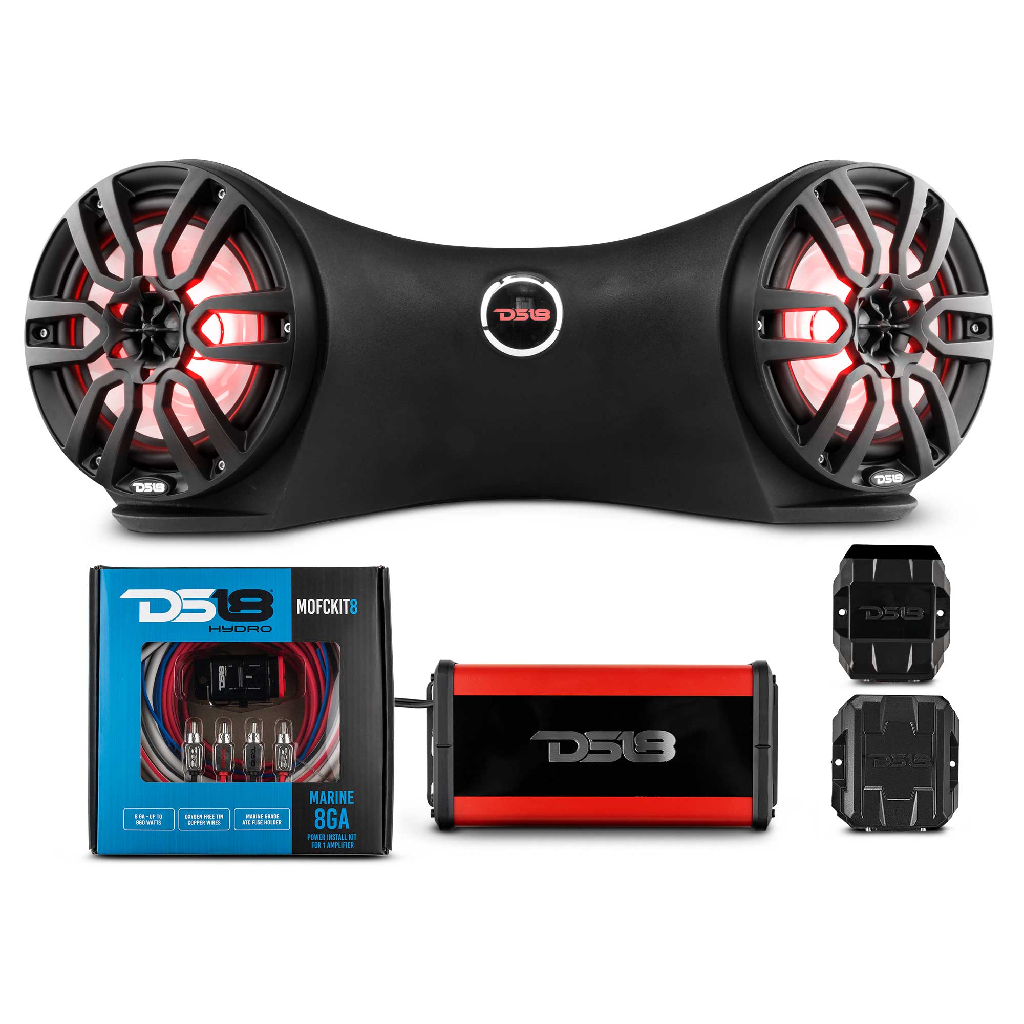 Extreme Sound System for Jet Skis - Loaded with 2 x 8" Coaxial Marine Speakers with RGB LED Lights