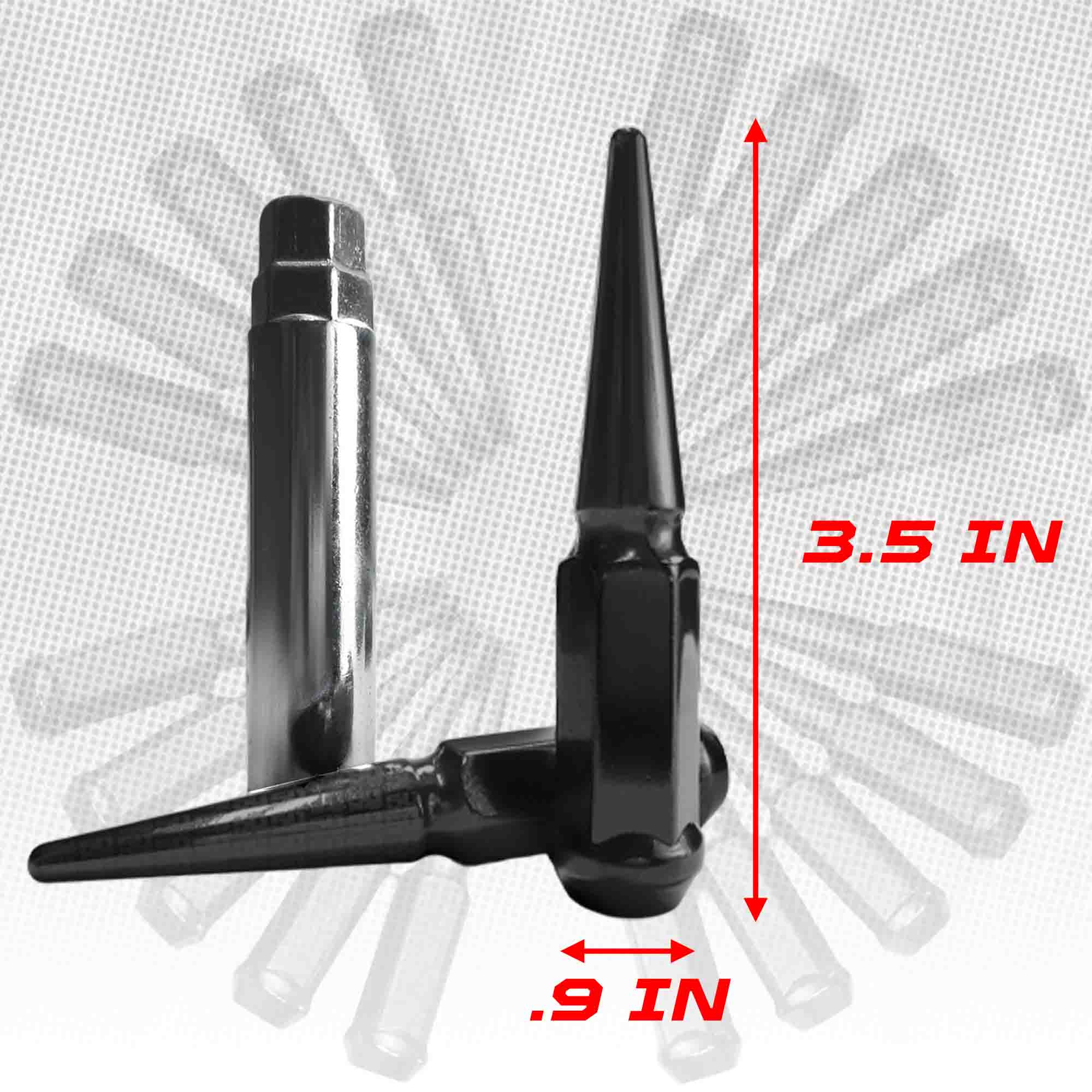 10x1.25mm Extended Spike Lug Nuts - 60 Degree Taper Seat