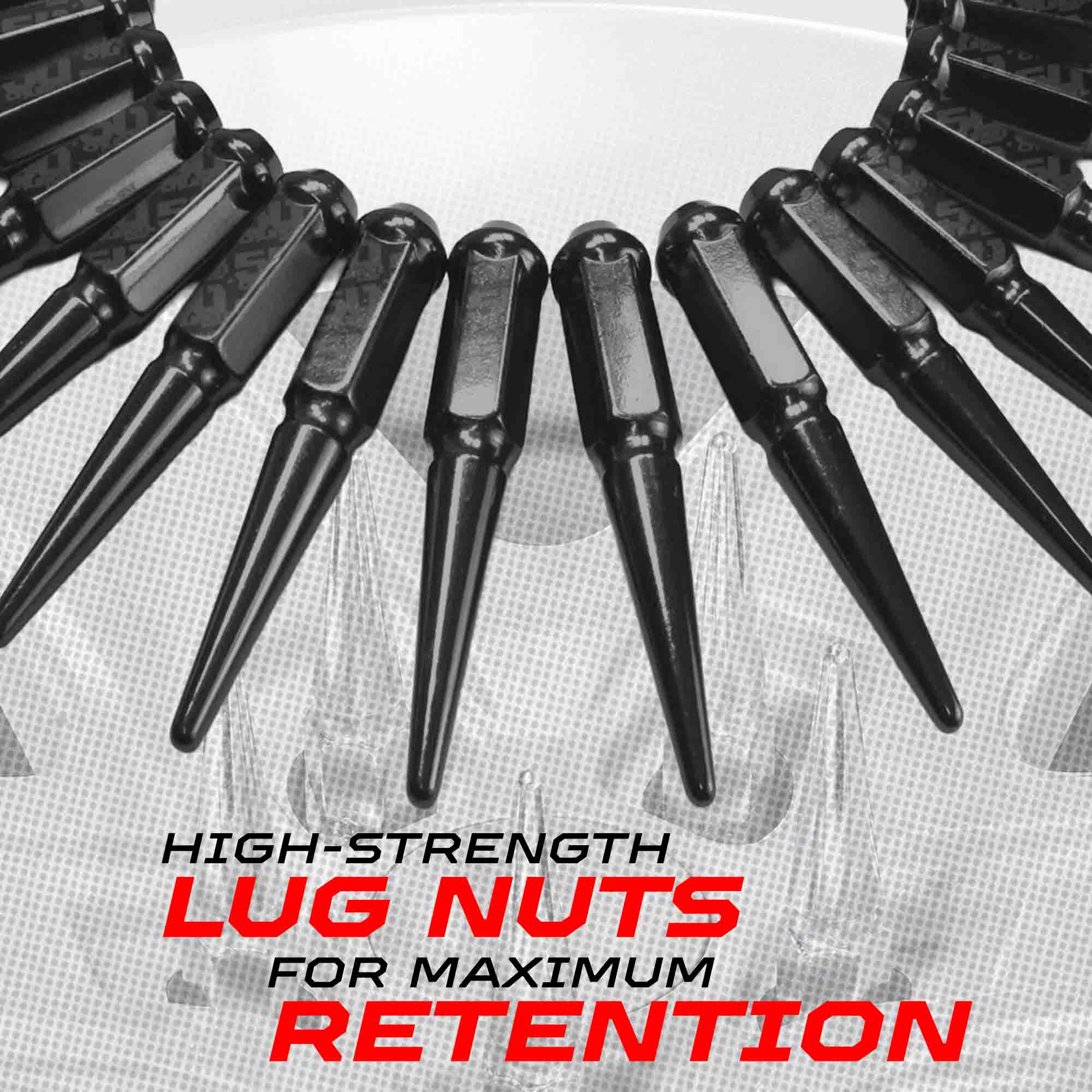 10x1.25mm Extended Spike Lug Nuts - 60 Degree Taper Seat