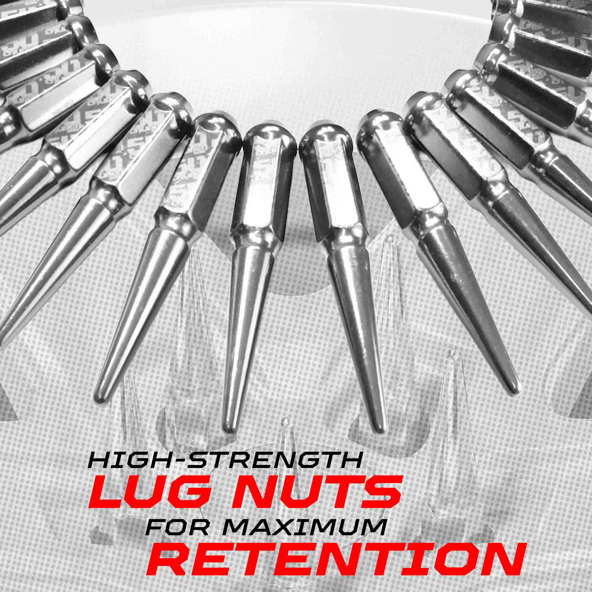 12x1.5mm Extended Spike Lug Nuts - 60 Degree Taper Seat