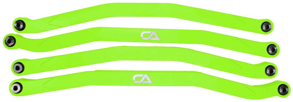 CA Technologies USA Cam-Am X3 High Clearance Radius Rods are the largest and thickest rods on the market providing strength, dependability, and affordability. 1.25 inches thick and 1.5 inches high. Built with FK Brand Spherical bearings. Kit contains four high clearance rods for the highest ground clearance.