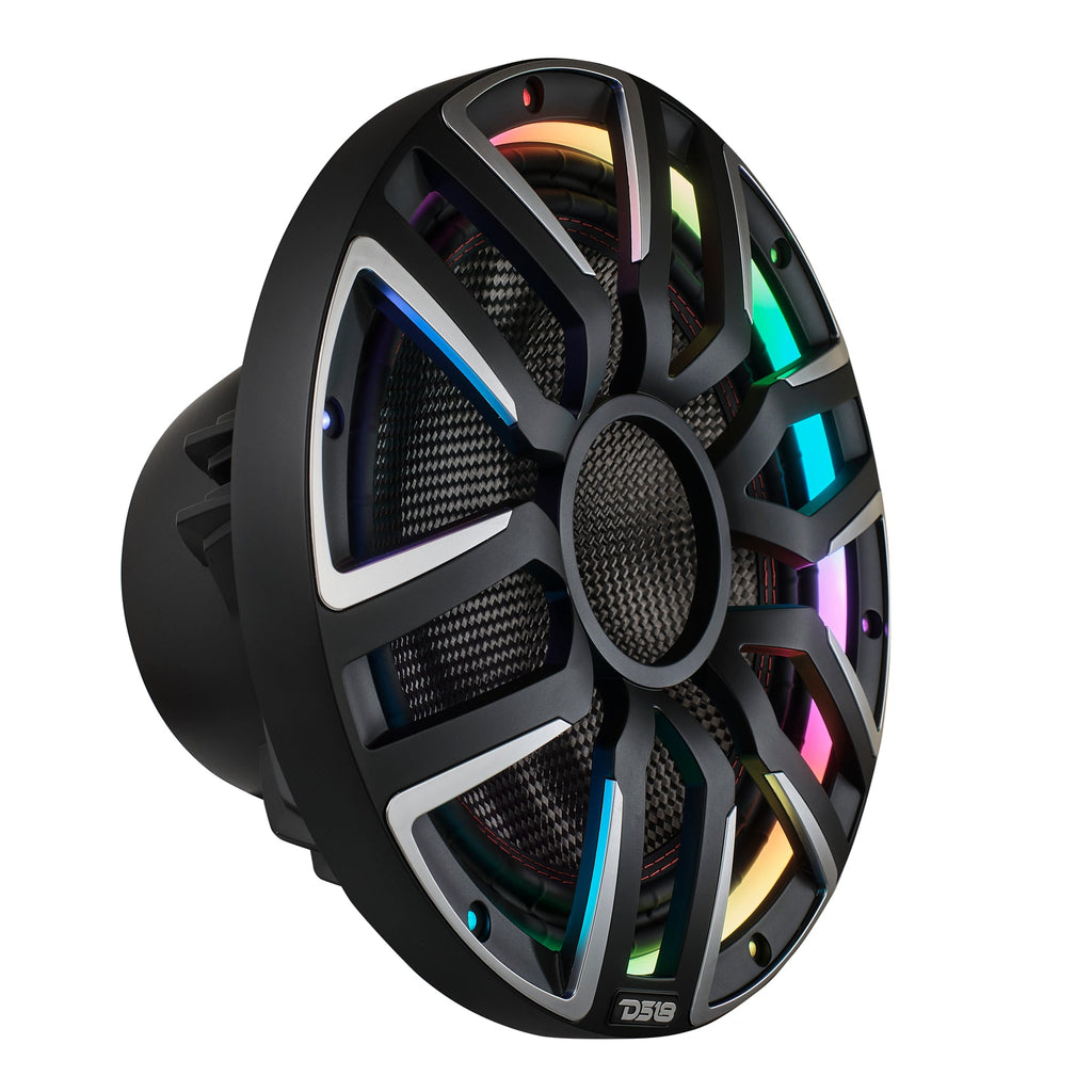 12" Neodymium Marine & Powersport Subwoofer with Digital LED Lights and Carbon Fiber Cone | 800W RMS 4-Ohm