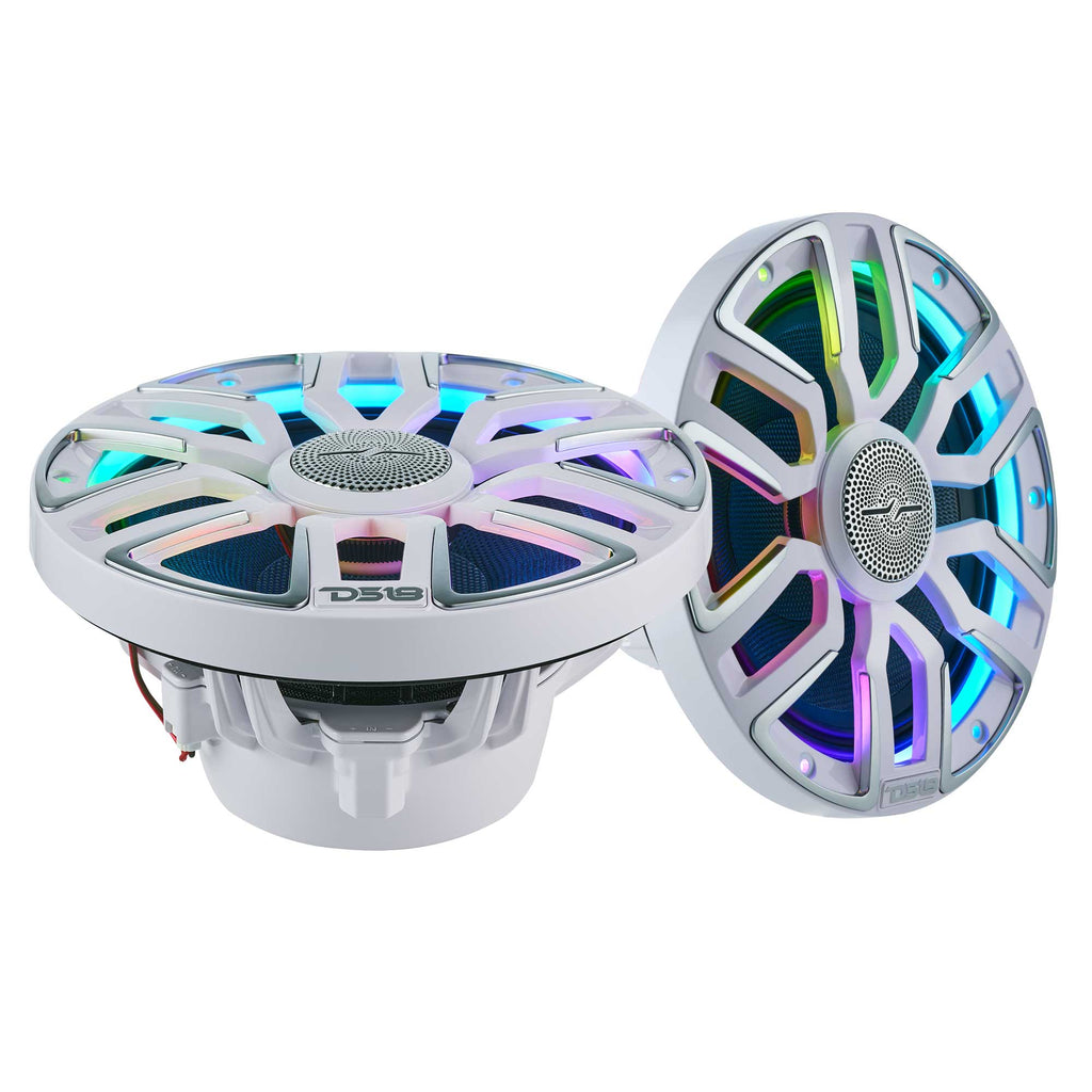 8” Marine Coaxial Speaker With Kevlar Cone, Bullet Tweeter, Neodymium Magnet, and Digital LED Lights | 200W RMS 4-Ohm