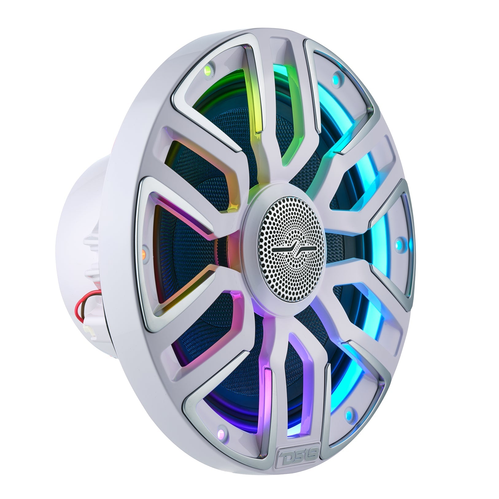 8” Marine Coaxial Speaker With Kevlar Cone, Bullet Tweeter, Neodymium Magnet, and Digital LED Lights | 200W RMS 4-Ohm