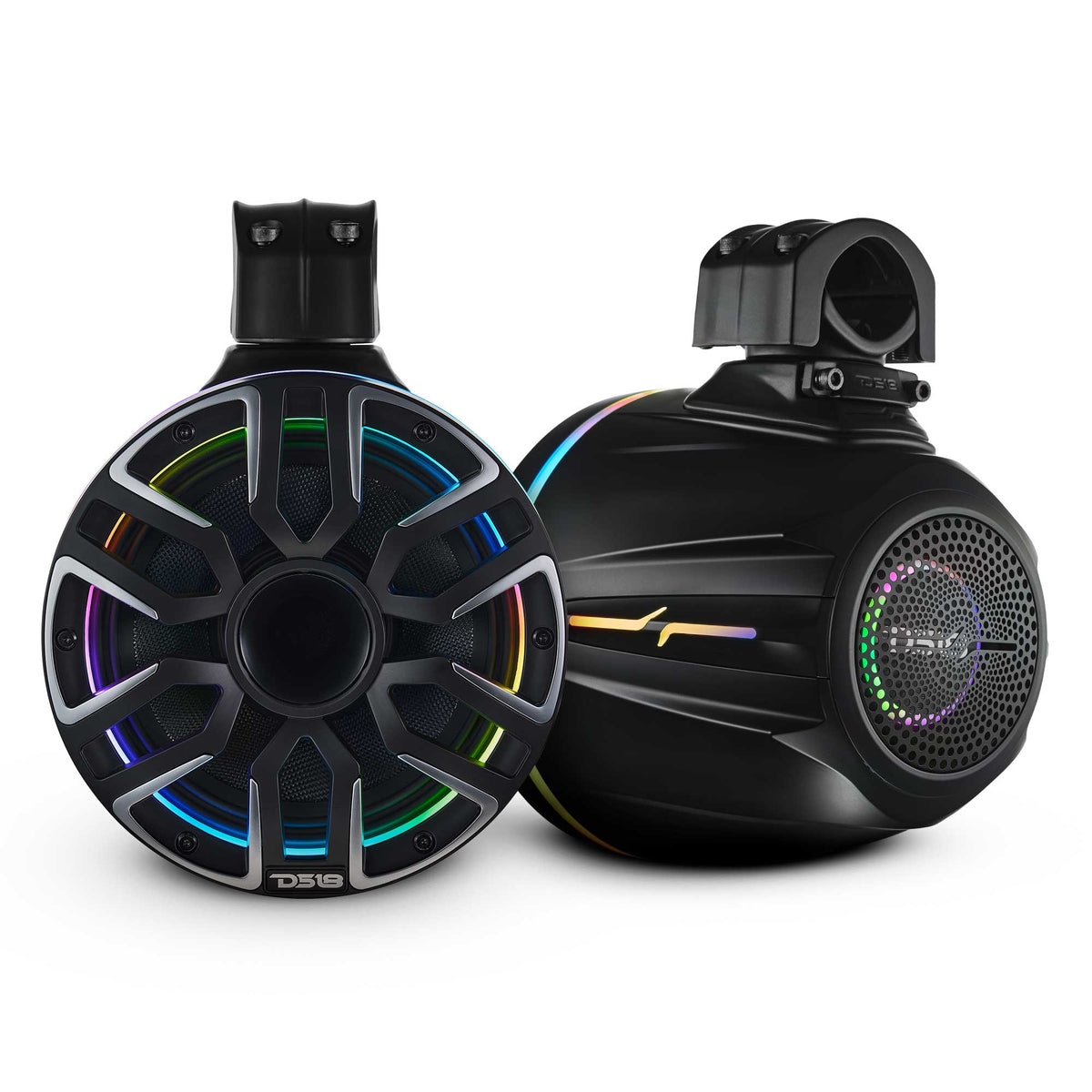 8” Marine Short Tower Speaker With Neodymium Magnet, Kevlar Cone, Compression Driver And Digital LED Lights | 200W RMS 4-Ohm