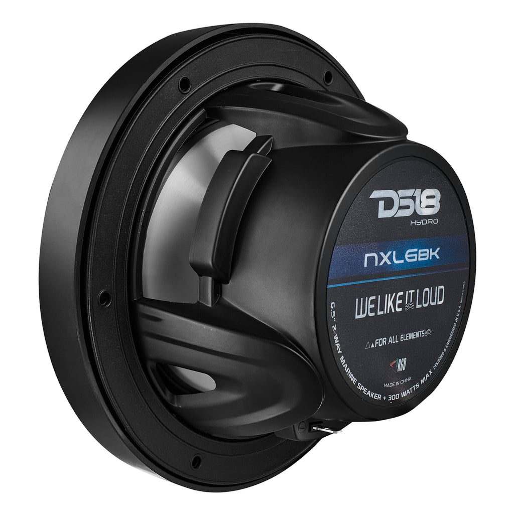 NXL 6.5" 2-Way Coaxial Marine Speaker with LED RGB Lights | 100W RMS 4-Ohm
