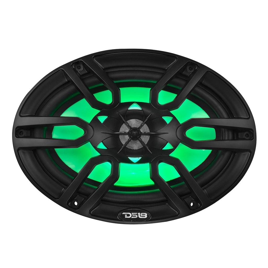 NXL 6x9" 2-Way Coaxial Marine Speaker with LED RGB Lights | 125W RMS 4-Ohm