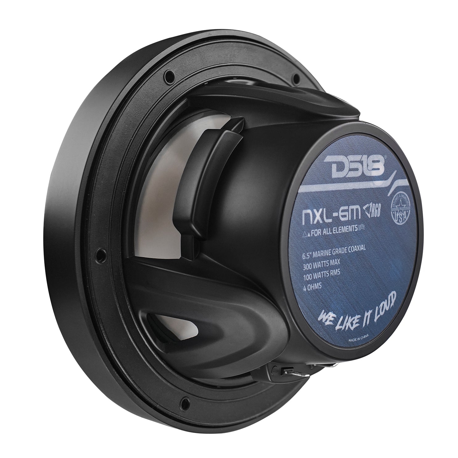 NXL 6.5" 2-Way Coaxial Marine Speaker with RGB LED Lights 100 Watts Rms 4-Ohm