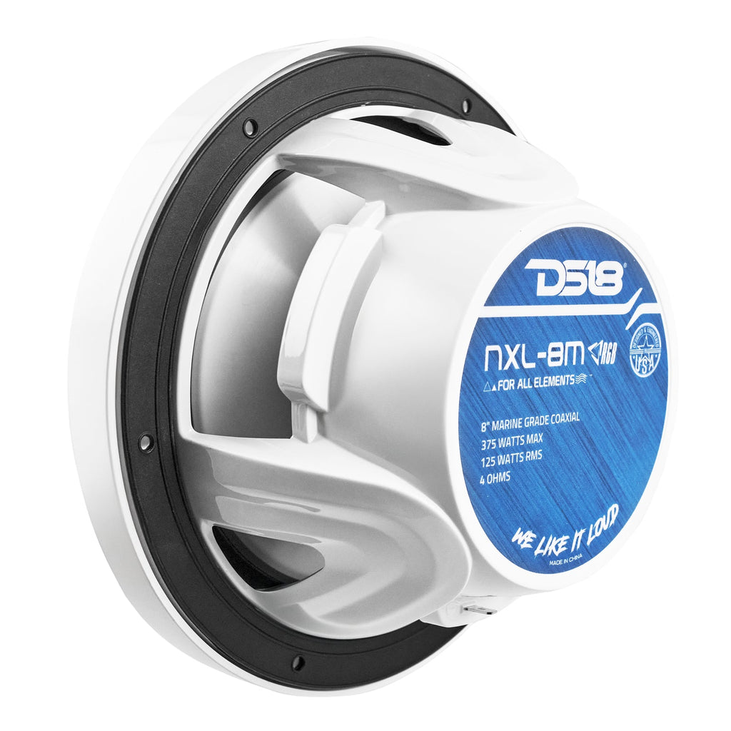 NXL 8" 2-Way Coaxial Marine Speaker With LED RGB Lights 125 Watts Rms 4-Ohm