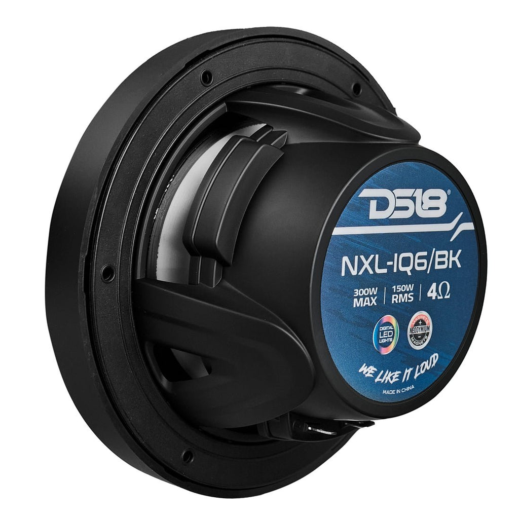NXL 6.5" 2-Way Coaxial Marine Speaker with Bullet Tweeter and Digital Led Lights | 150W RMS 4-Ohm