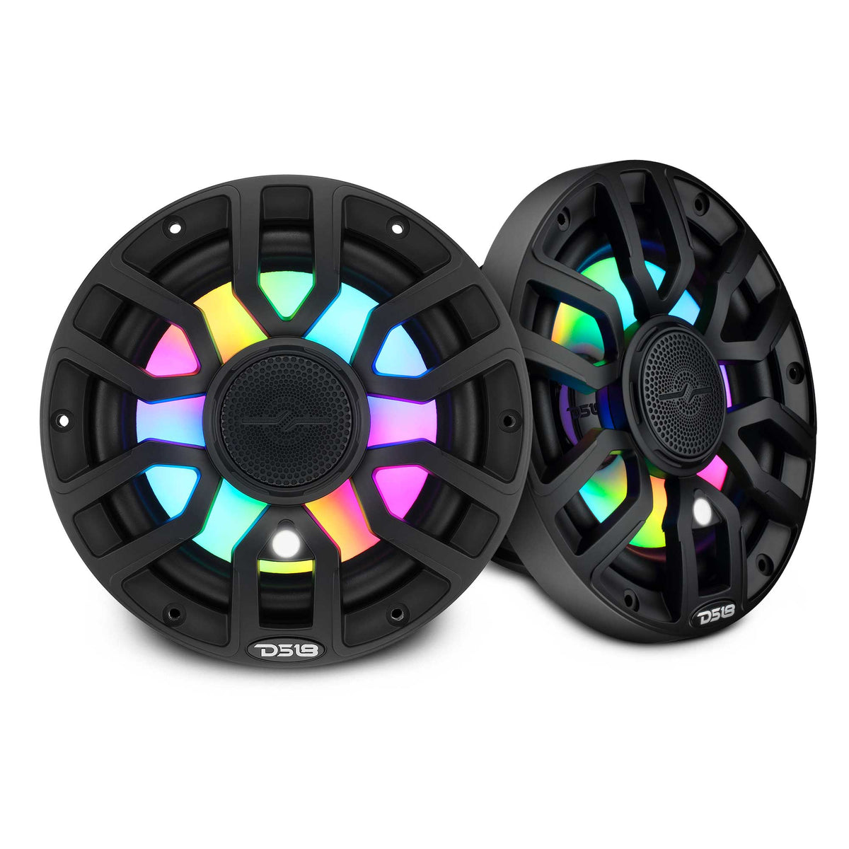 NXL 7.7” 2-Way Coaxial Marine Speaker with Bullet Tweeter, Digital LED Lights & White Deck LED | 175W RMS 4-Ohm