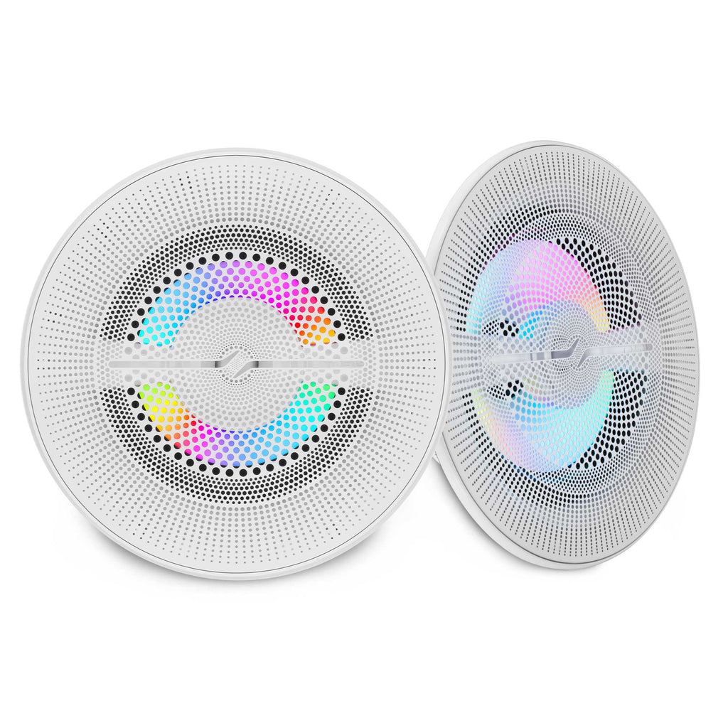 Luxury 6.5” 2-Way Marine Coaxial Speaker with Digital LED Lights and Flush Magnetic Mount Grille | 150W RMS 4-Ohm