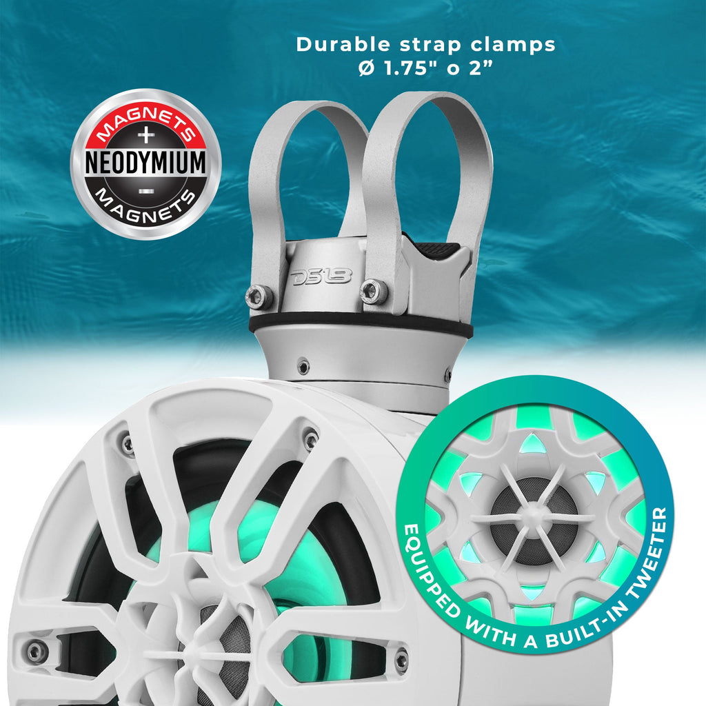 NXL 6.5" Pod 300w Speaker with Integrated RGB LED Lights (Pair) - Perfect For Jet Skis