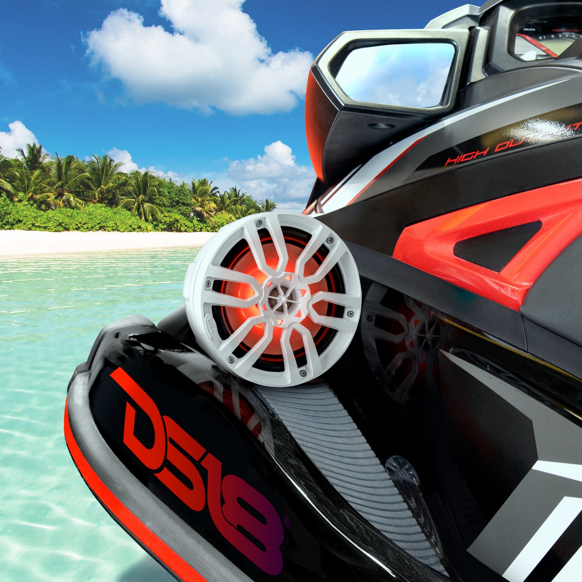 NXL 6.5" Pod 300w Speaker with Integrated RGB LED Lights (Pair) - Perfect For Jet Skis