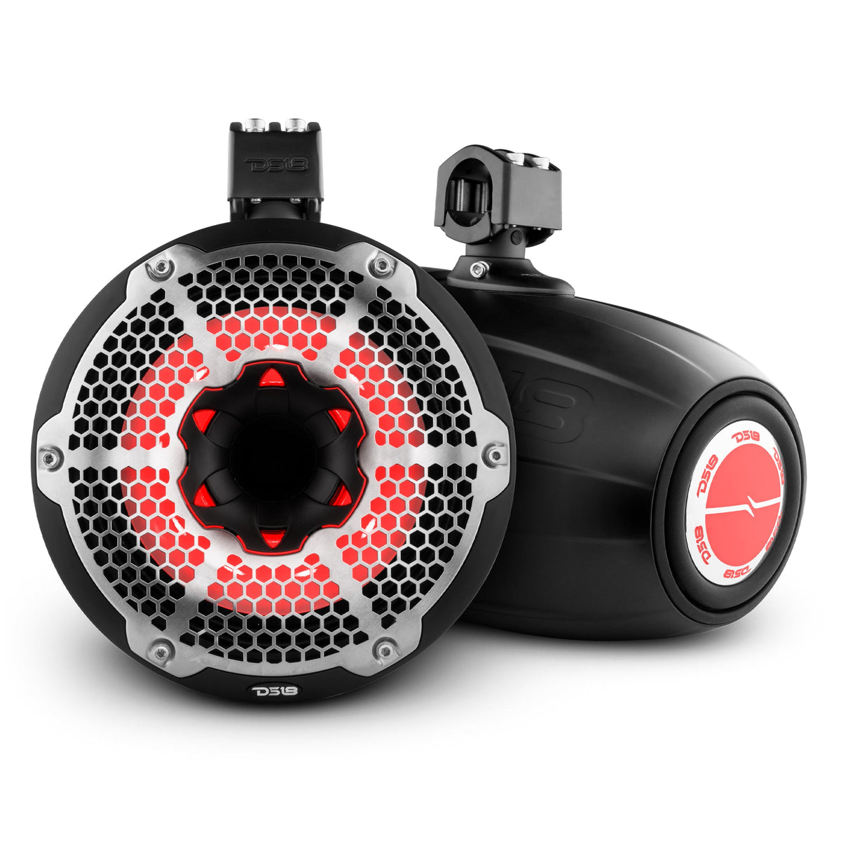 NXL 10" Neodymium Marine and Powersports Towers with Built-in Passive Radiator, 1" Driver and LED RGB Lights 300 Watts Rms