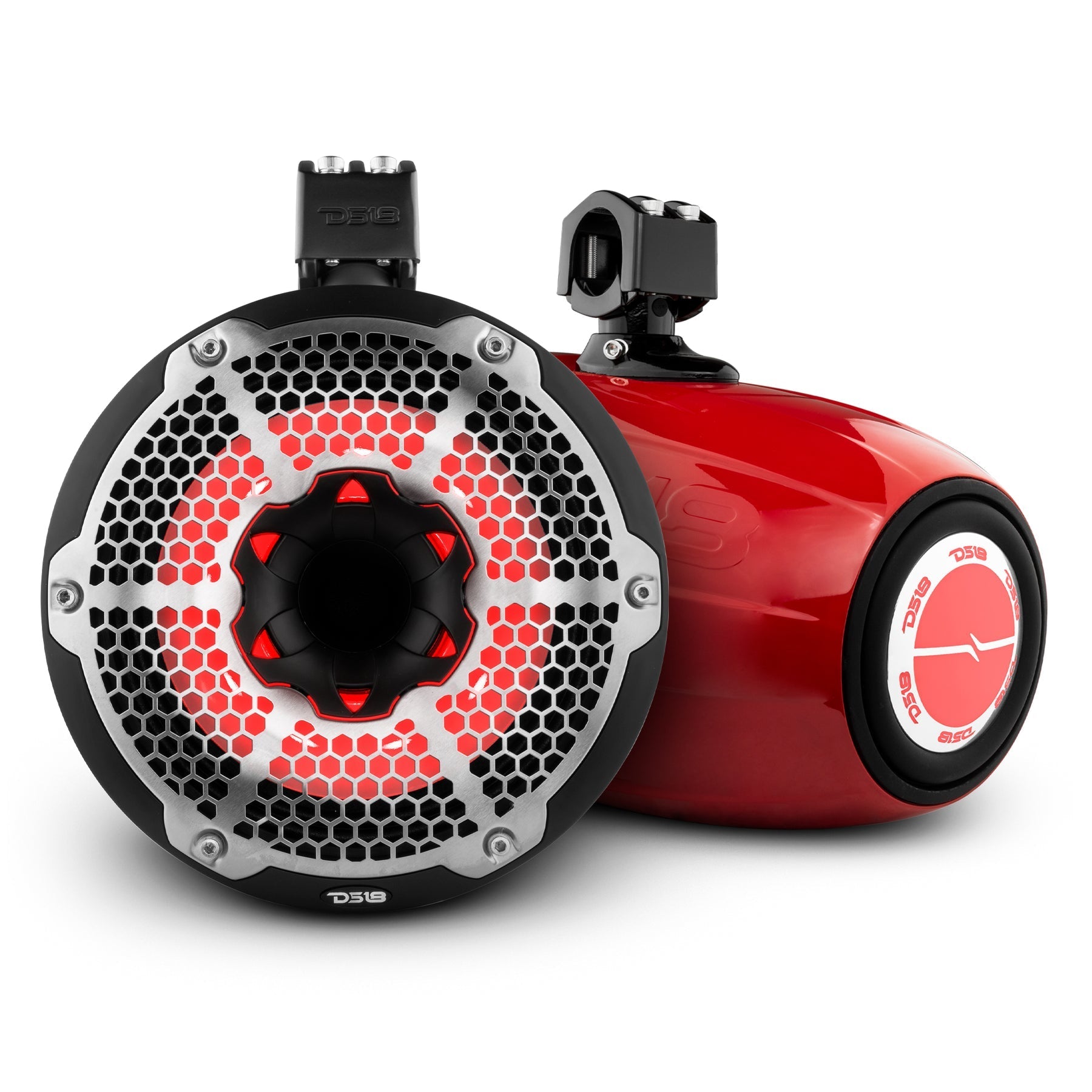 NXL 10" Neodymium Marine and Powersports Towers with Built-in Passive Radiator, 1" Driver and LED RGB Lights 300 Watts Rms
