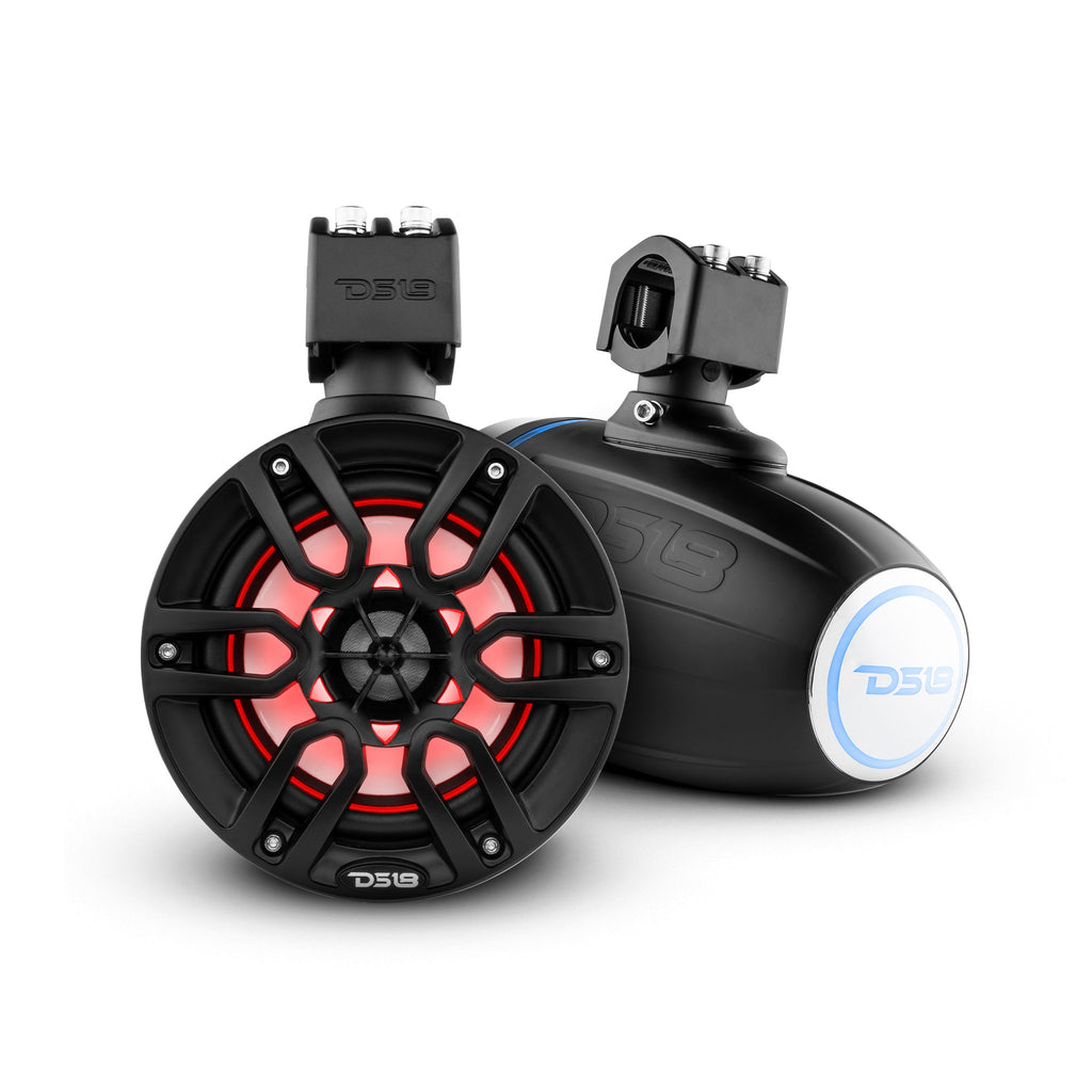 DS18 Good Marine Stereo Package  2 x 6.5” Speaker Tower| 1 x 2 Ch Amplifier | 1 x MOFCKIT4 and 1 x LED-BTC