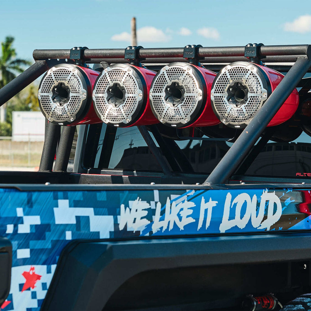 NXL 8" Neodymium Marine and Powersports Towers with Built-in Passive Radiator, 1" Driver and LED RGB Lights 180 Watts Rms