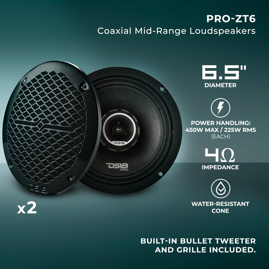 Pro Audio Hybrid Speaker Bundle: 6.5" & 6x9" Midrange Speakers with Built-In Compression Tweeters