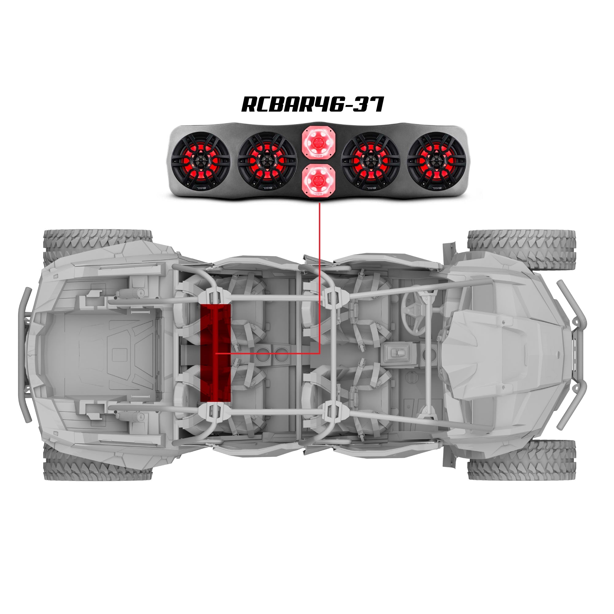 Polaris RZR/RZR PRO Soundbar With Amplifier and Installation Kit - Loaded with 4x 6.5" Marine Speakers & 2x 4" Super Bullet Tweeters