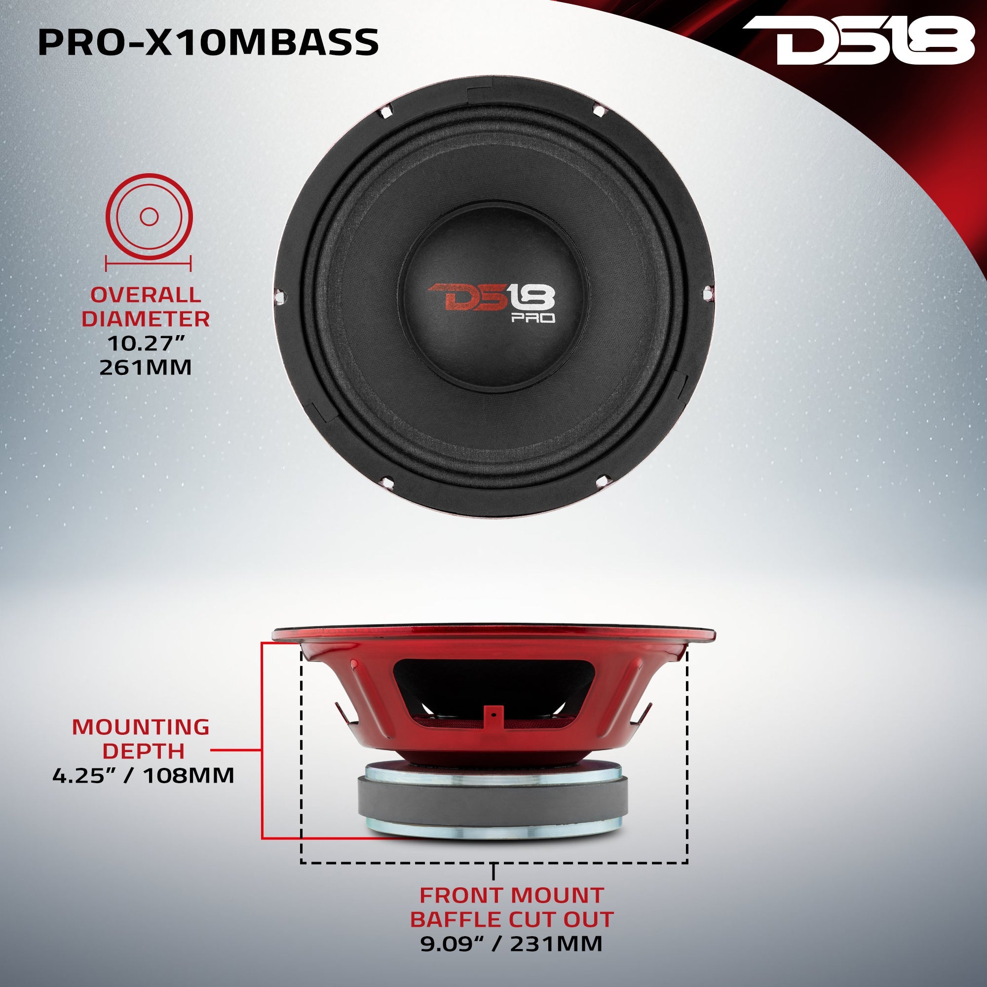 PRO-X 10" Mid-Bass Loudspeaker | 400W RMS 8-Ohm