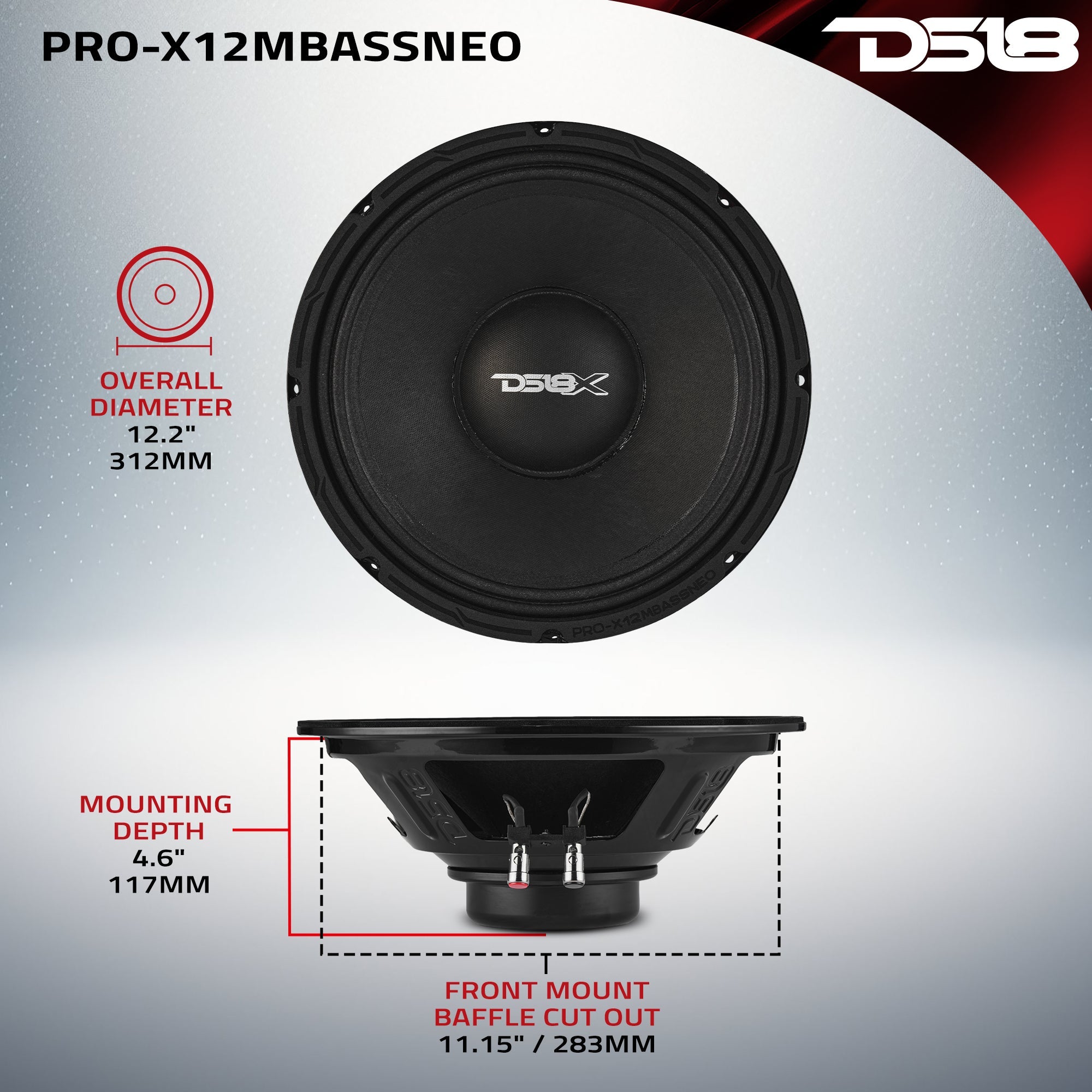 PRO-X 12” Mid-Bass Loudspeaker With Neodymium Magnet | 500W RMS 4-Ohm