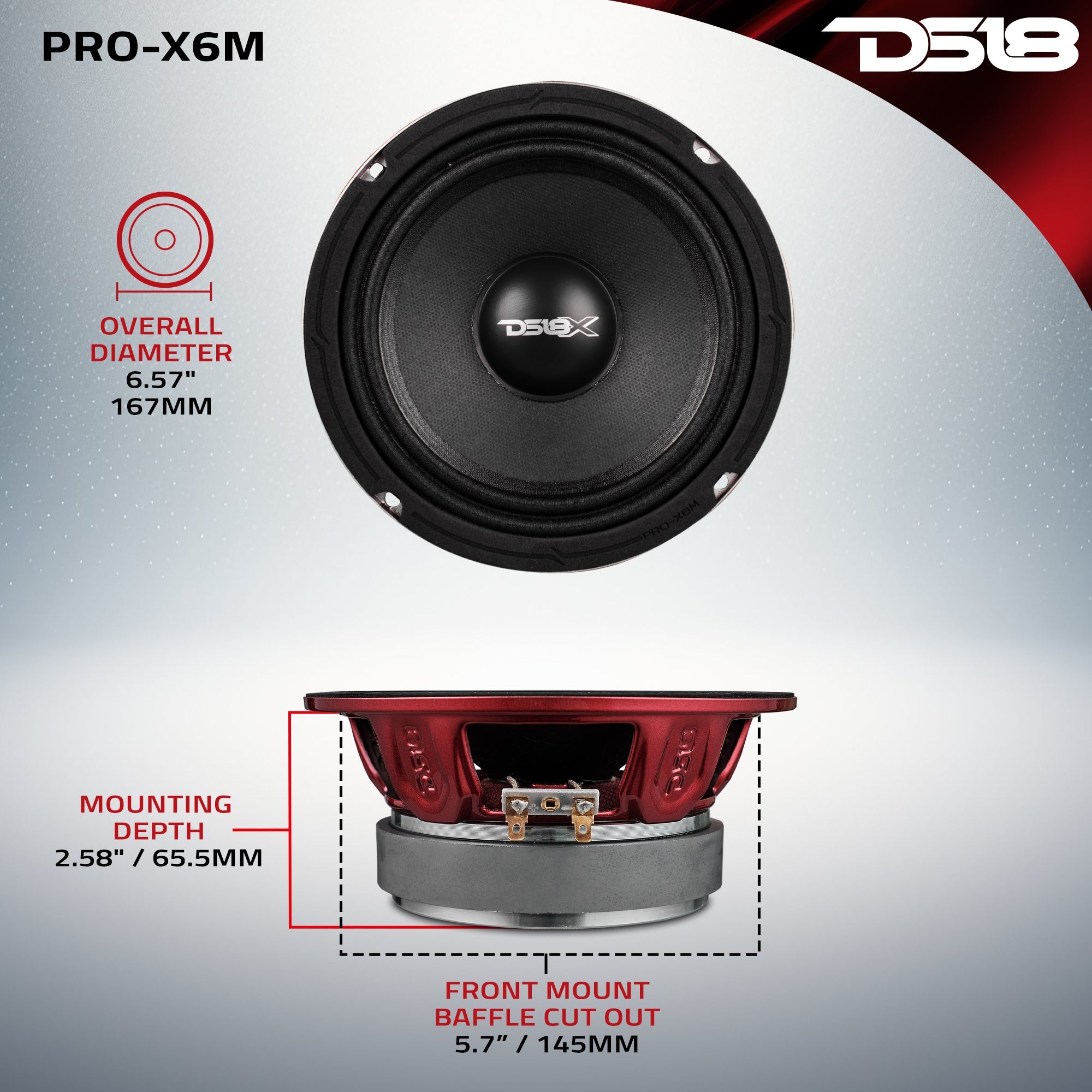 PRO-X 6.5" Mid-Range Loudspeaker 250 Watts Rms 8-Ohm