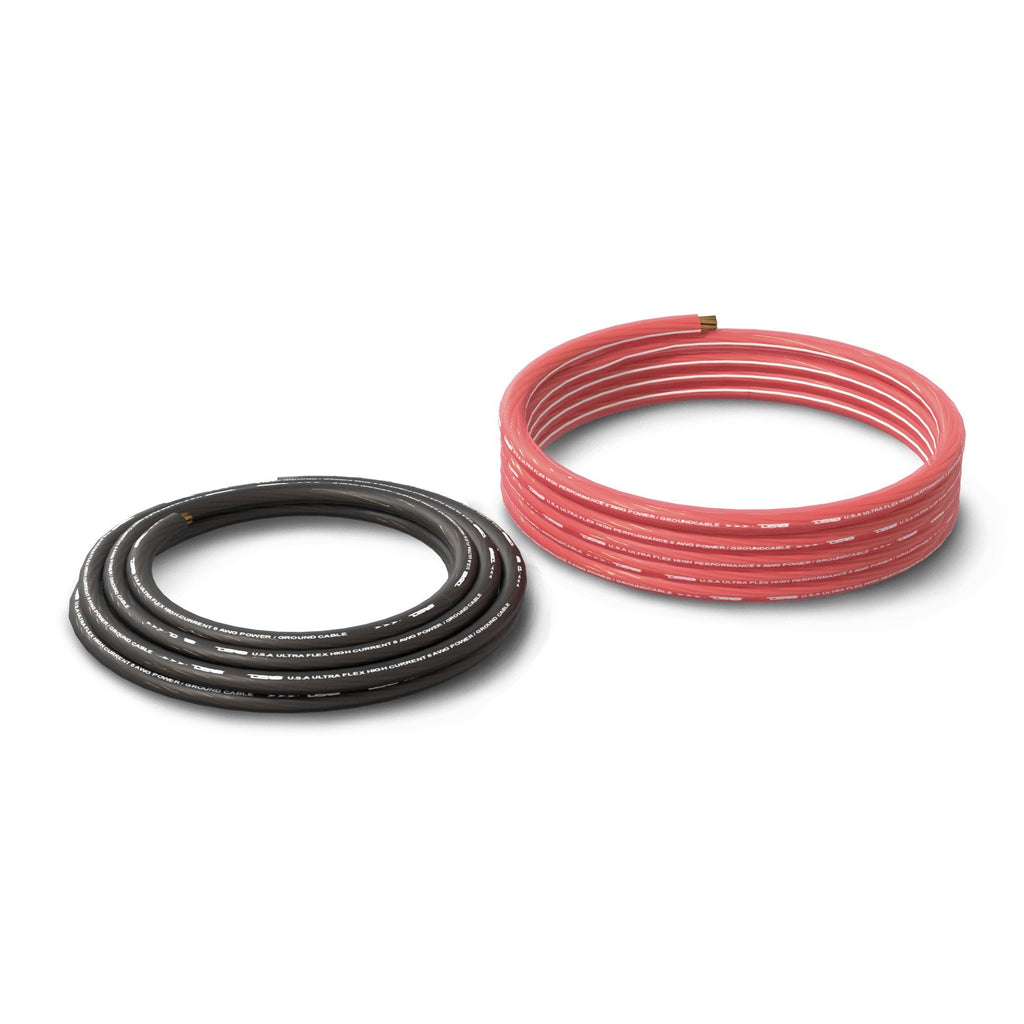 8-GA Ultra Flex OFC Ground Power Cable 5 Ft Black and 20 Ft Red Kit