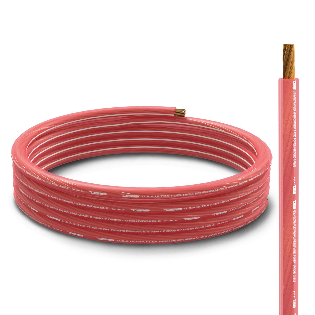 8-GA Ultra Flex OFC Ground Power Cable 5 Ft Black and 20 Ft Red Kit