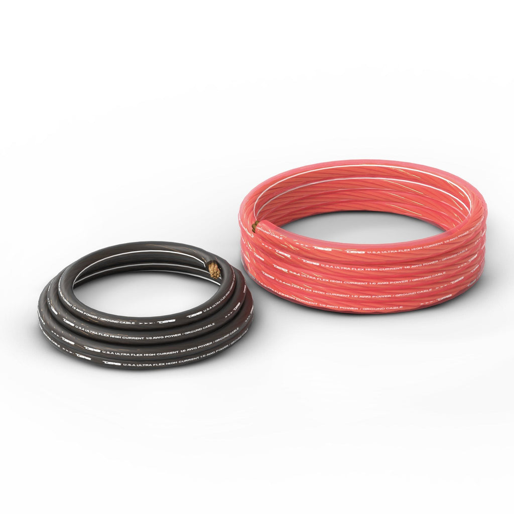 1/0-GA Ultra Flex OFC Ground Power Cable 5 Ft Black and 20 Ft Red Kit