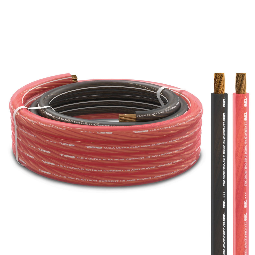 1/0-GA Ultra Flex OFC Ground Power Cable 5 Ft Black and 20 Ft Red Kit