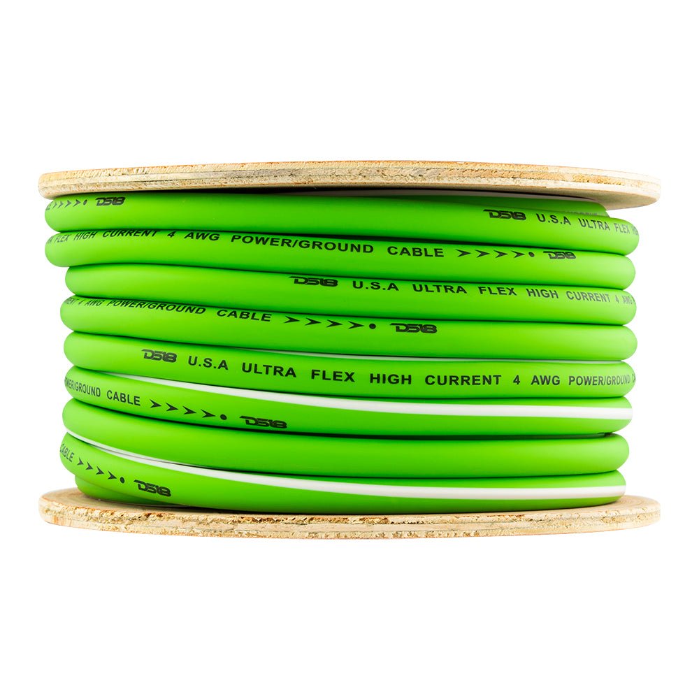 DS18 PW-OFC4GA-50YGR 4-GA Ultra Flex 100% OFC Ground, Power Cable, 50 Feet, Green