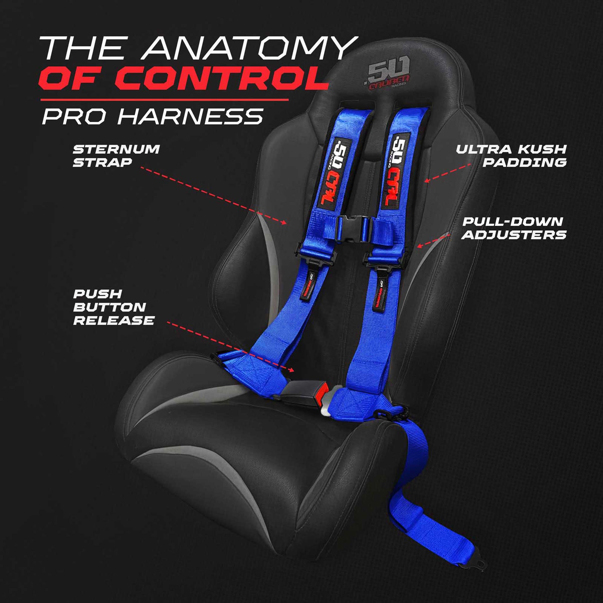 Pro Series 2" & 3" 4 point Harness with push button release