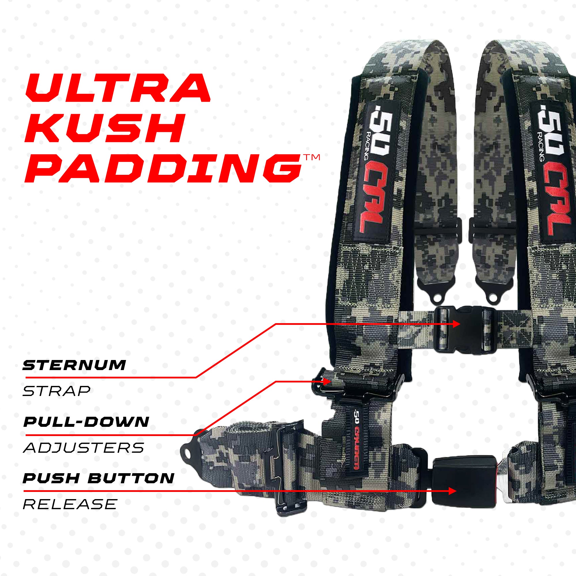 Pro Series 4 point Harness with push button release 2" & 3" available