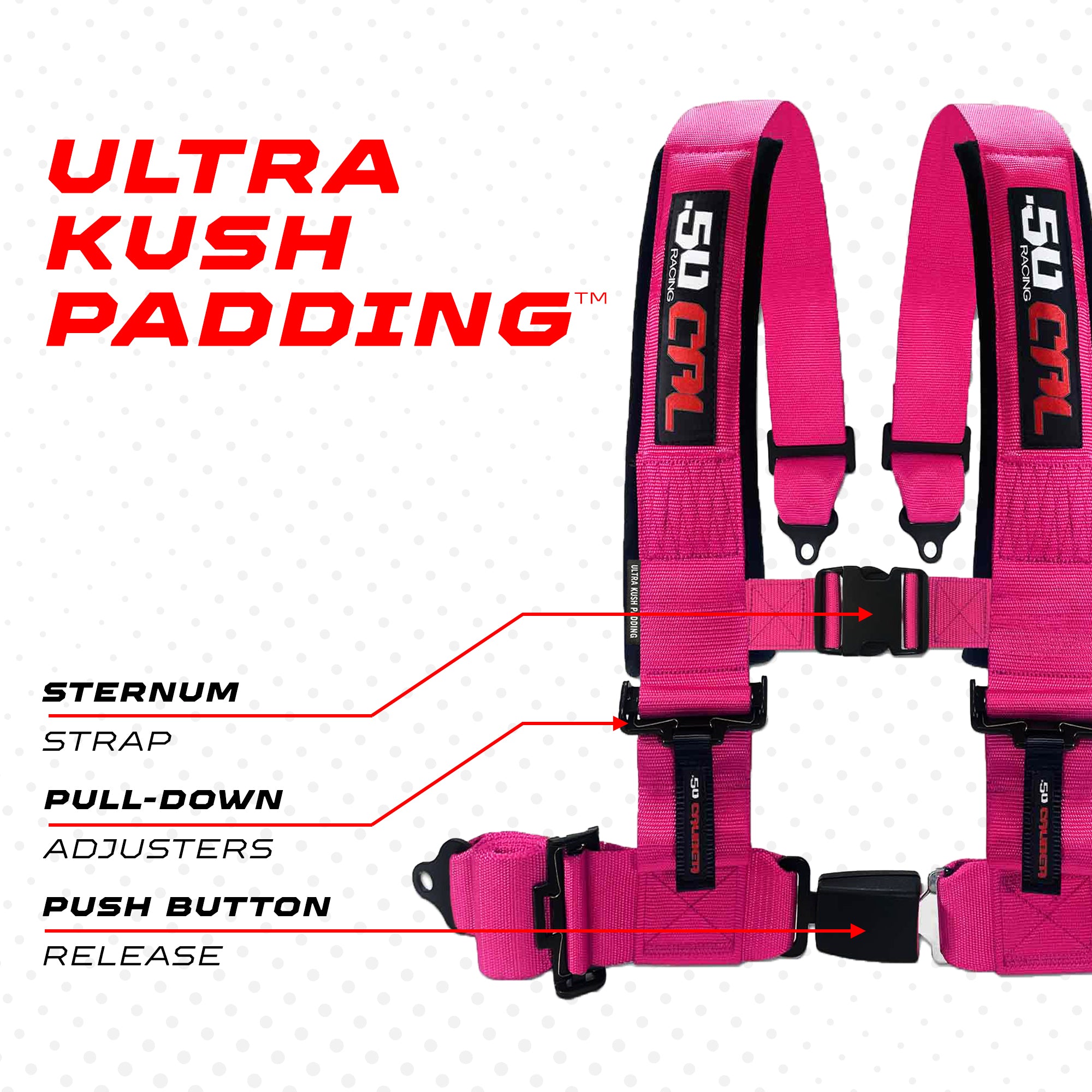 Pro Series 4 point Harness with push button release 2" & 3" available