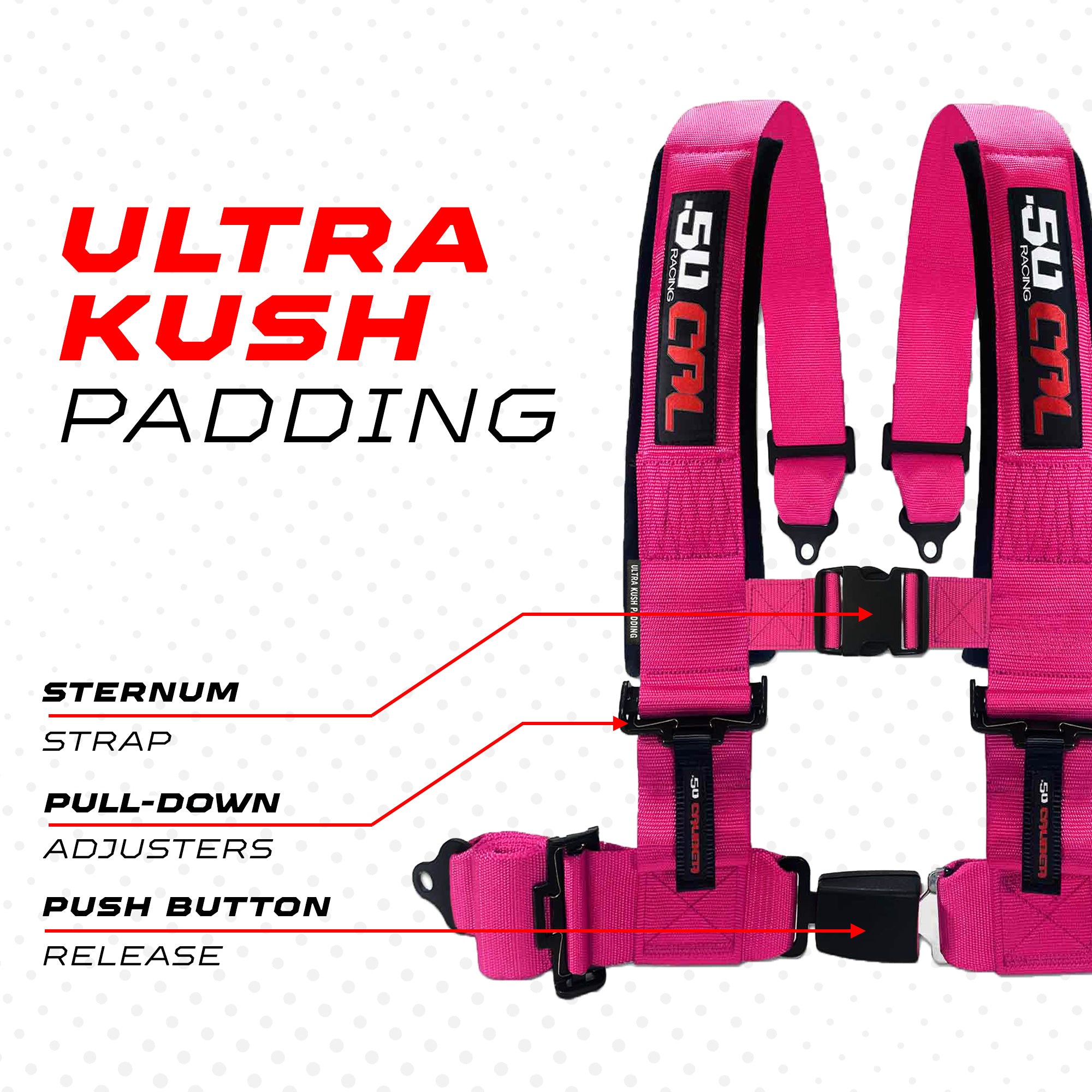 Pro Series 2" & 3" 4 point Harness with push button release