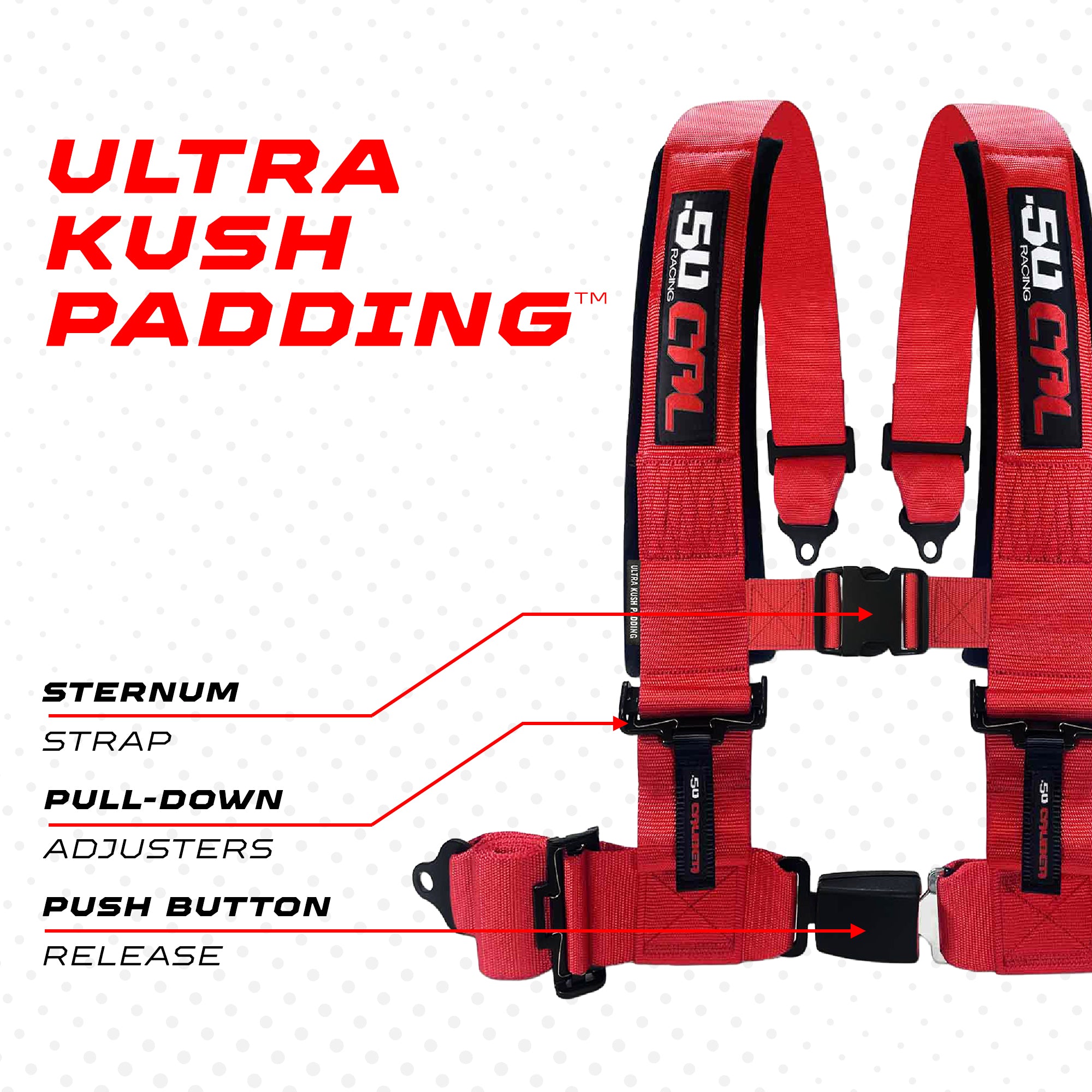 Pro Series 4 point Harness with push button release 2" & 3" available