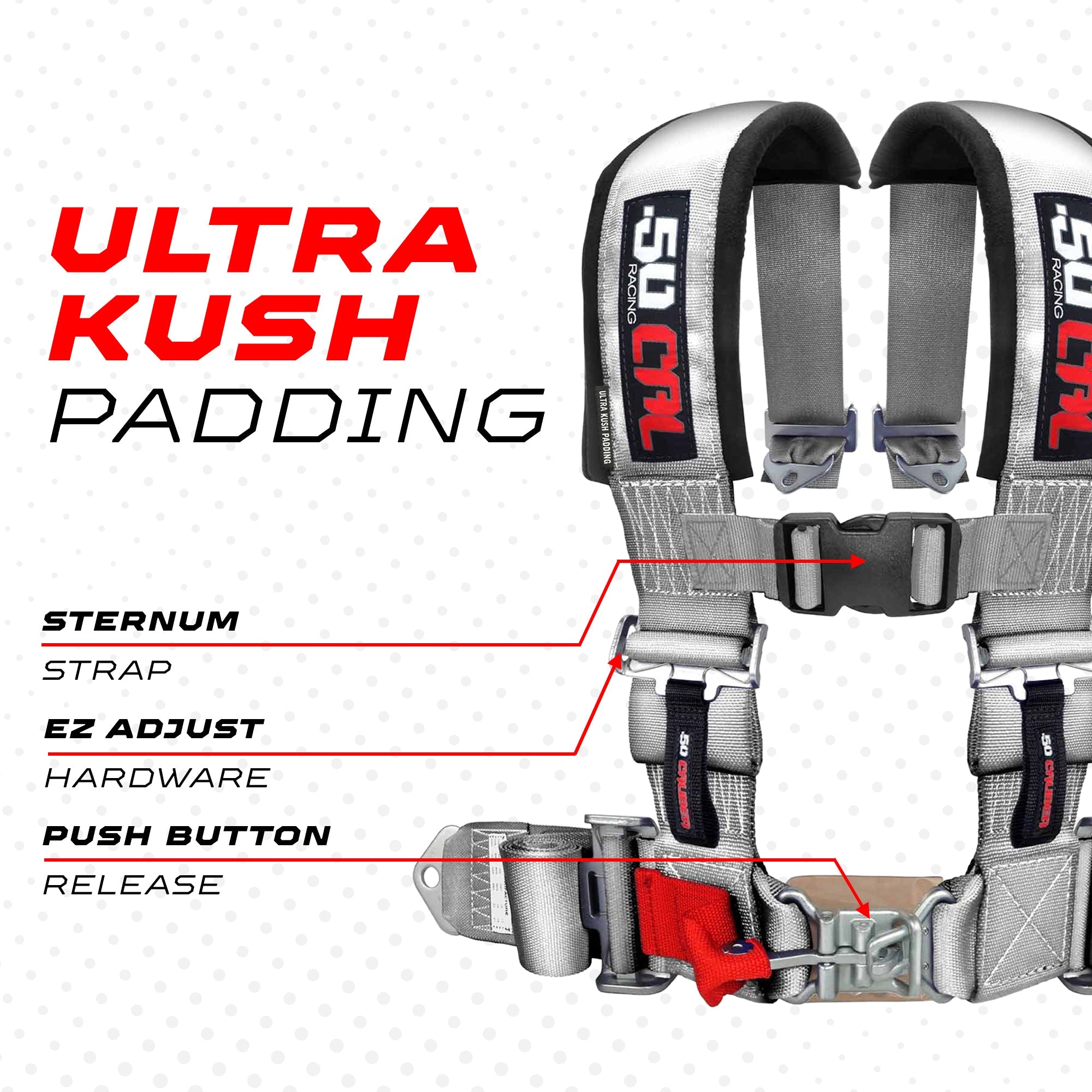 2" 4 Point Racing Harness – Pro Series Race Latch | 50 Caliber Racing