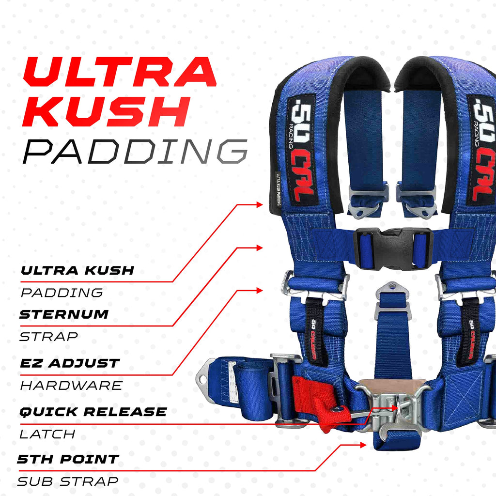 2" 5 Point Racing Harness – Pro Series Race Latch | 50 Caliber Racing