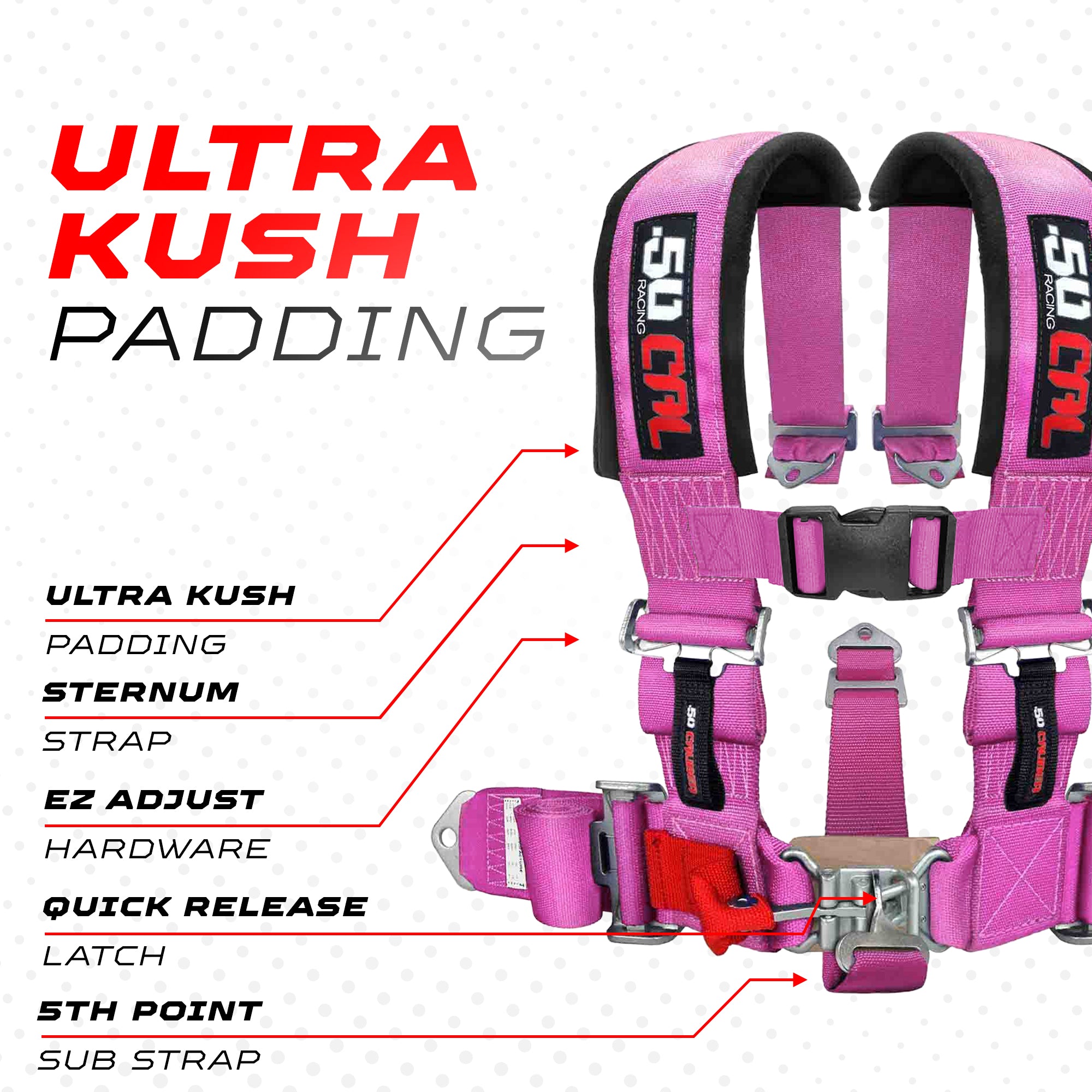 2" 5 Point Racing Harness – Pro Series Race Latch | 50 Caliber Racing
