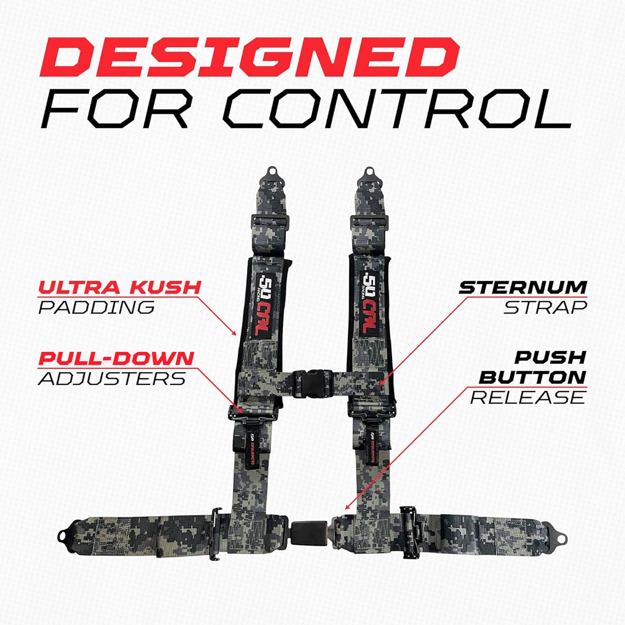 Pro Series 2" & 3" 4 point Harness with push button release